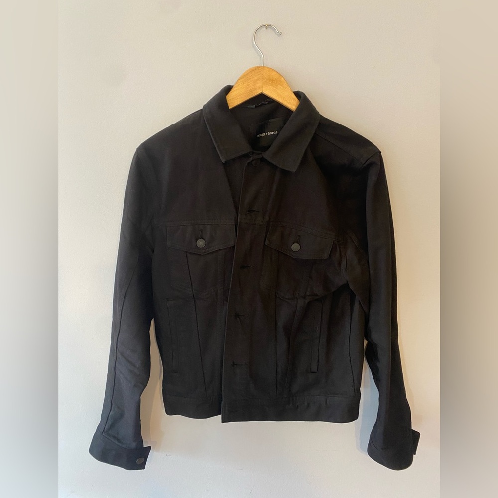 Wings and Horns black Ink trucker jacket
